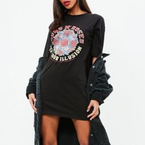 black guns and roses slogan t shirt dress